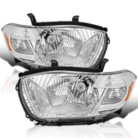 Chrome Headlights SPEC-D TUNING Compatible with 2008-2010 Toyota Highlander models built in Japan only, Left + Right Pair Headlamp Assembly