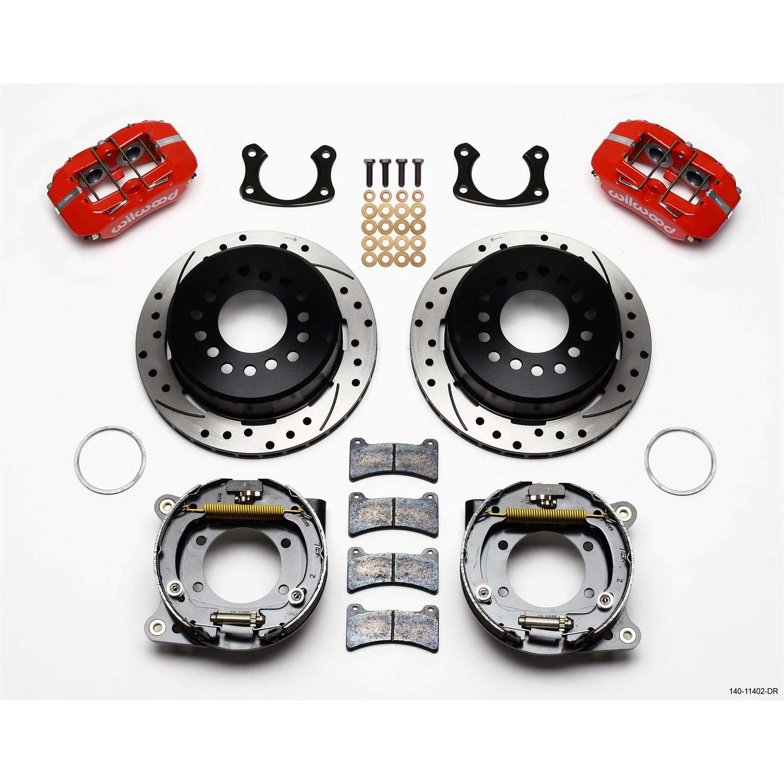 WILWOOD 140-11402-DR 11.00" P-Brake Kit, FDP-LP Drill-Red New Big Ford 2.36" Offset