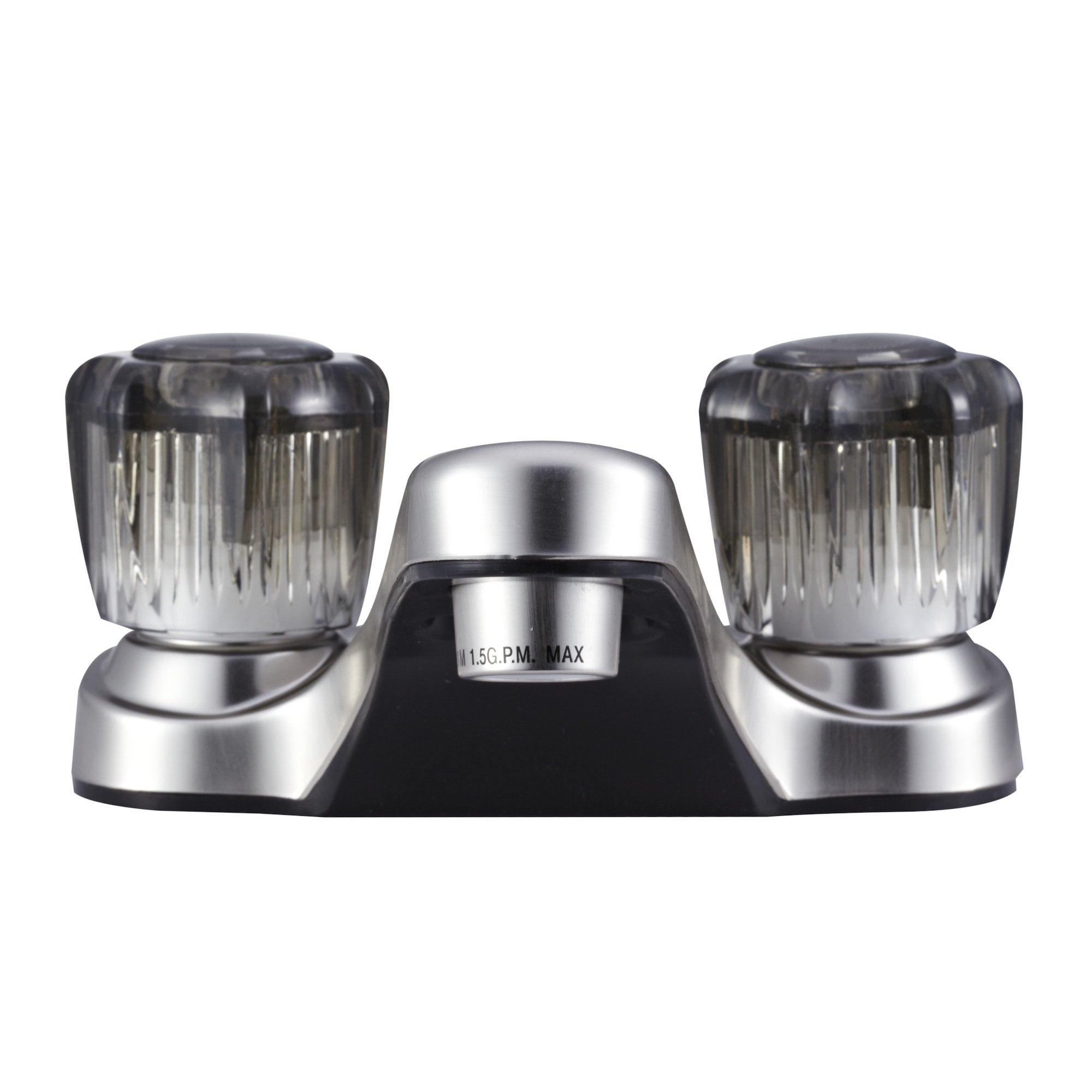 Dura Faucet RV Bathroom Faucet DF-PL700S-SN with Smoked Acrylic Knobs (Brushed Satin Nickel)