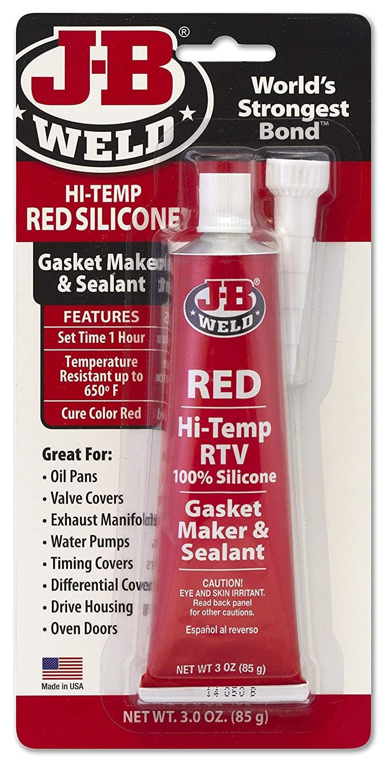 High Temperature J-B Weld 31314 RTV Silicone Gasket Maker and Sealant - Red - 3 oz.