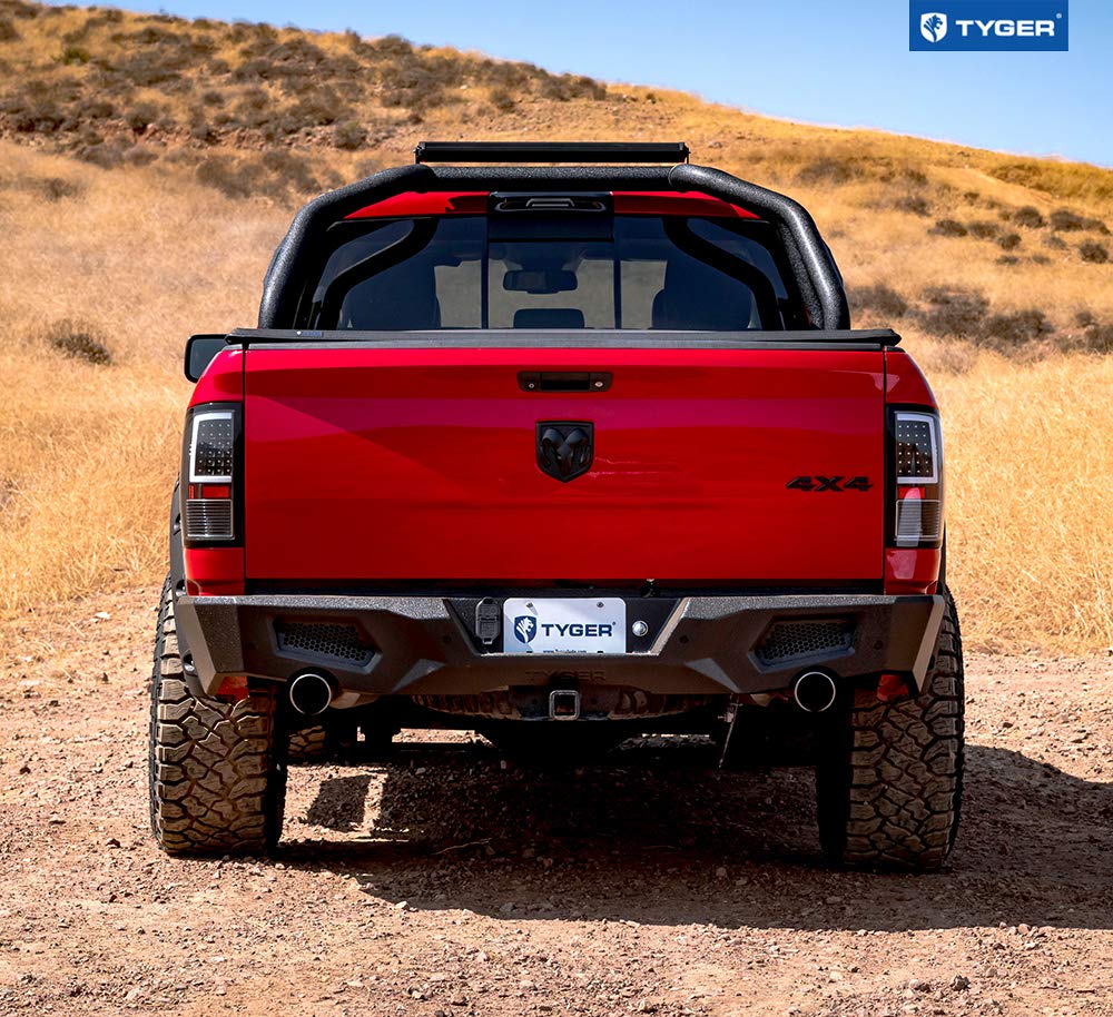 TYGER FURY Rear Bumper Assembly Textured Black Tyger Auto Compatible with 2009-2018 Dodge Ram 1500 (Including 2019-2023 Classic)