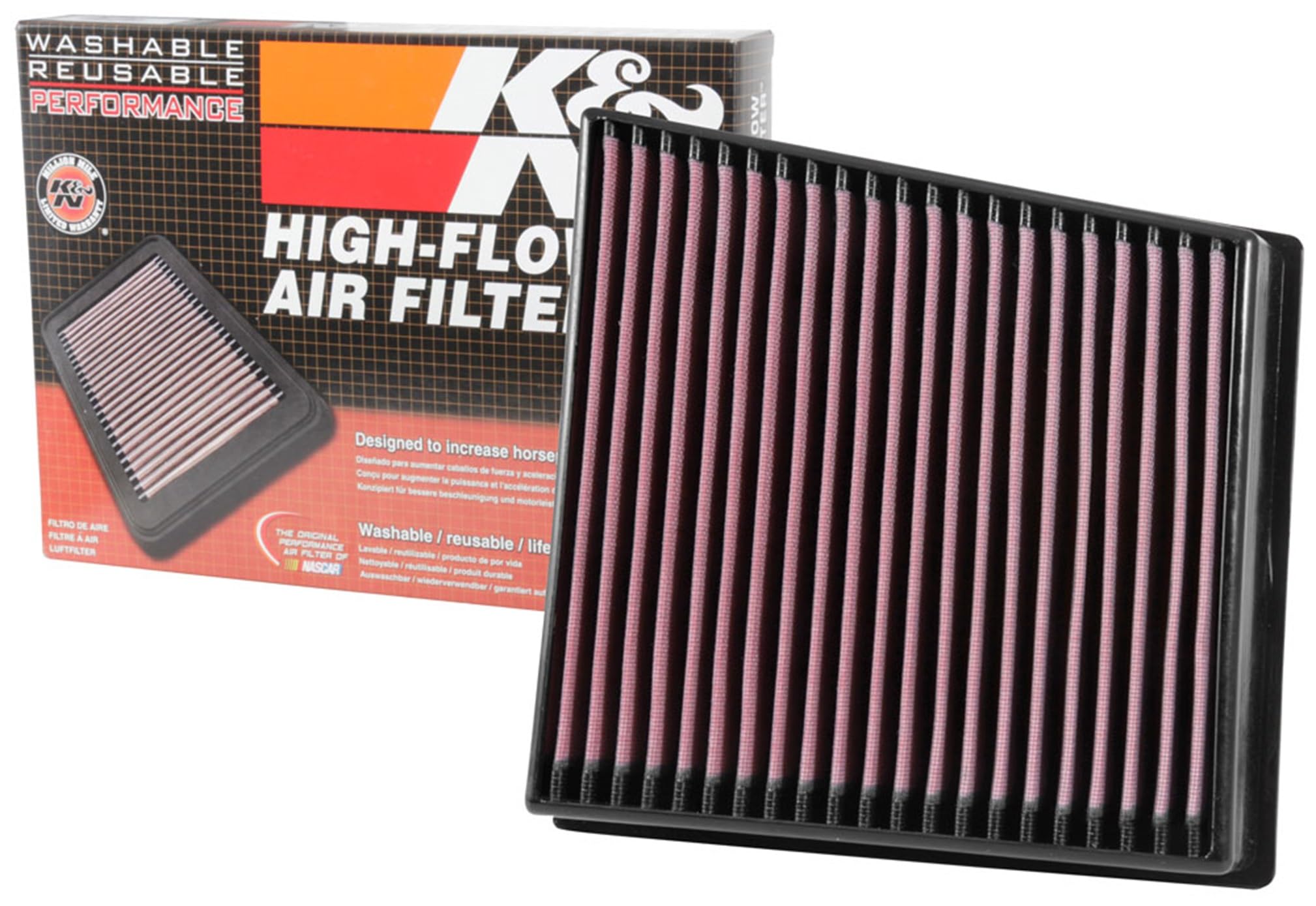 High-Flow K&N Original Lifetime Engine Air Filter: Increase Power: Premium, Washable: Compatible with 2017-2019 Chervolet/GMC: Silverado 2500 & 3500, Sierra 2500 & 3500, 33-5065