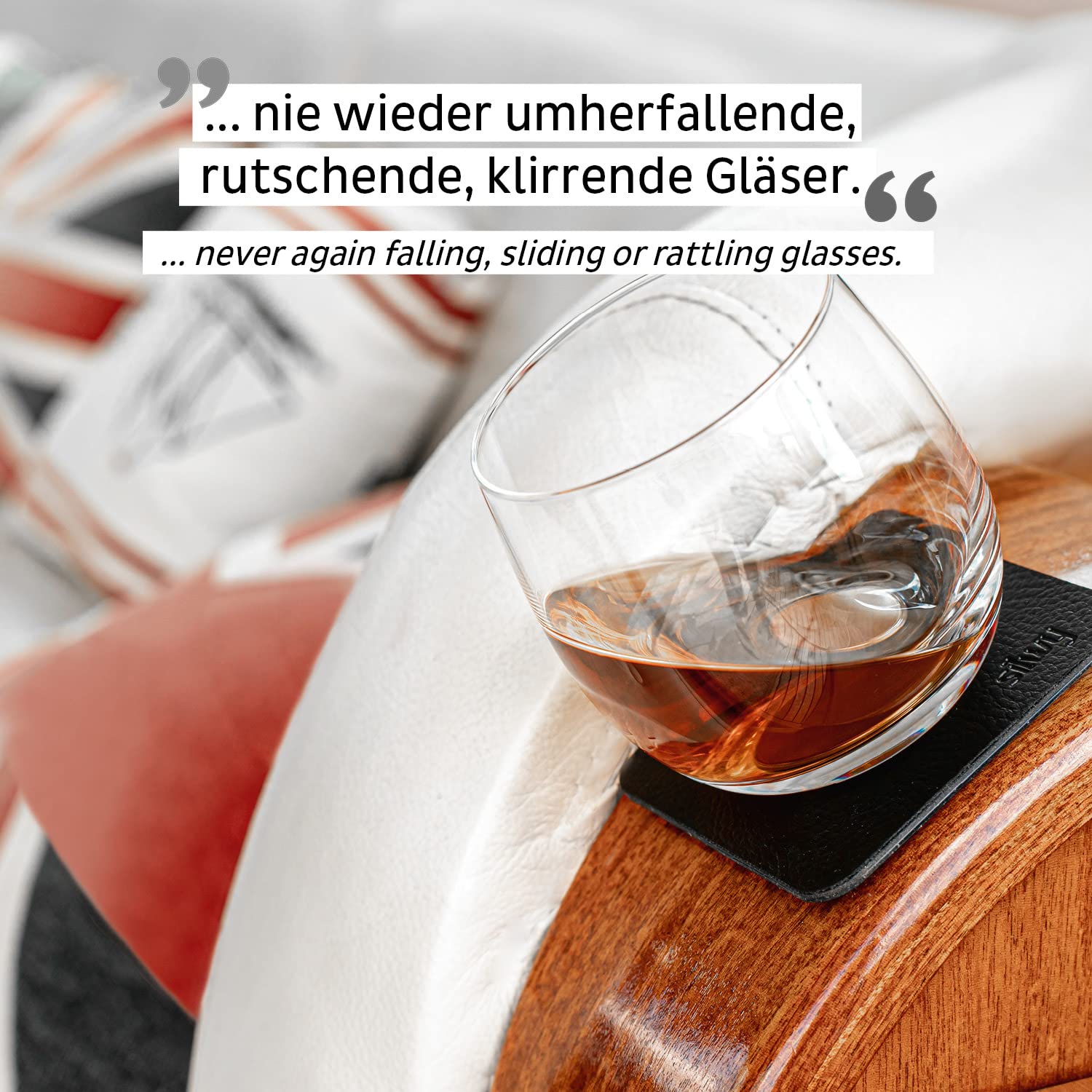 silwy® Magnetic Glasses Crystal with Perfectly Integrated Magnets Including Metal Nano Gel Pads - Non-Slip Camping Glasses, Boat and Yacht Accessories (Whisky // 0.25 l // Set of 2)