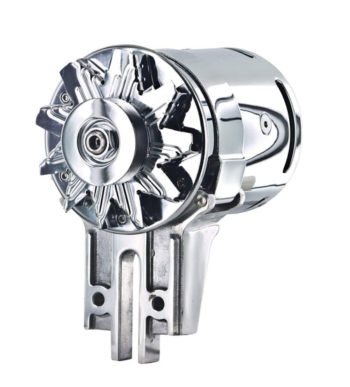 Chrome Powermaster 182021 Alternator (PowerGEN Flat Head Strap Mating '49-'53 90A 12V)