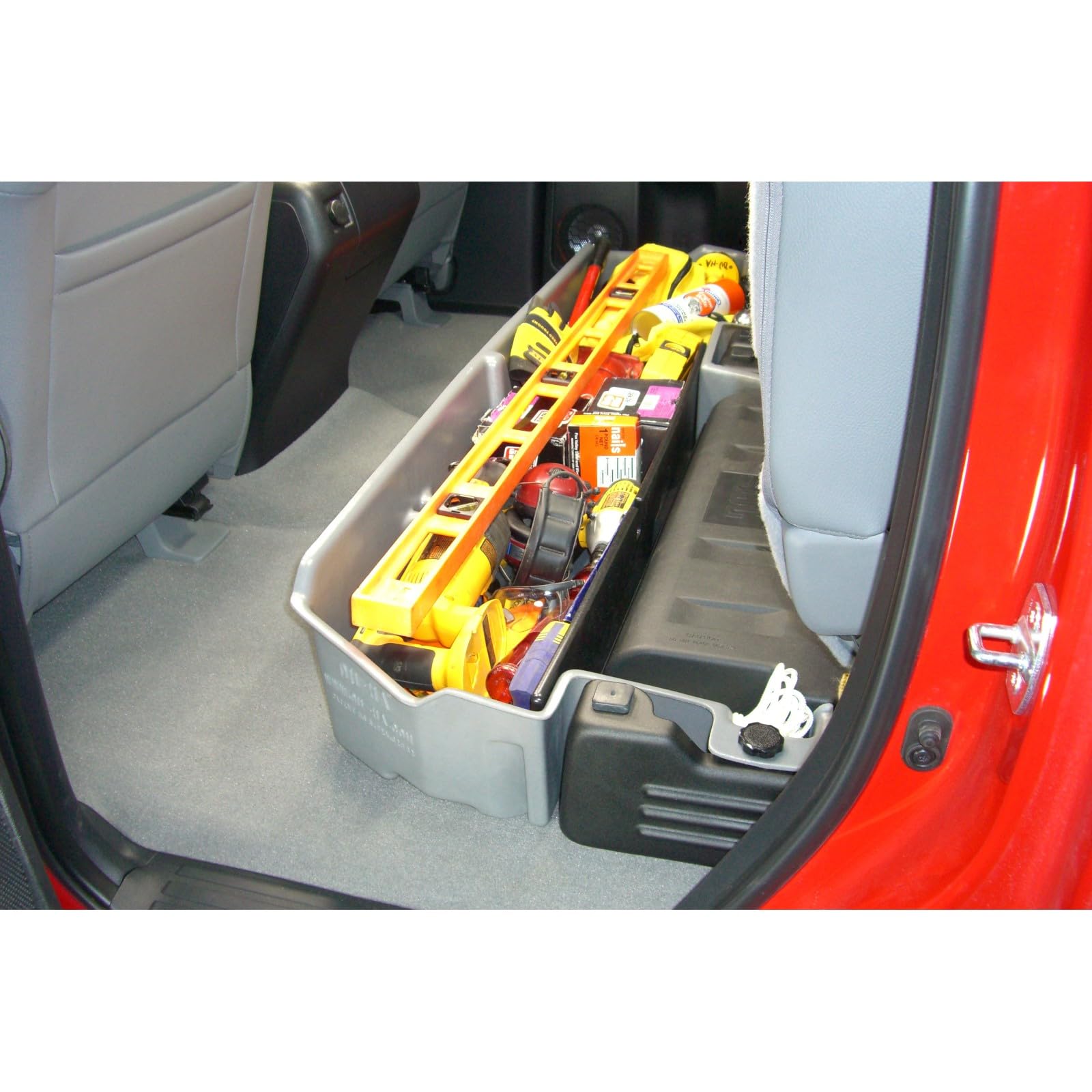 Under Seat Storage DuHa 60061 fits 2007-2021 Toyota Tundra Double Cab with a Factory Subwoofer | Black Heavy-Duty Back Seat Organizer | Includes Dividers