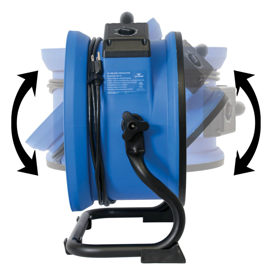 Heavy Duty XPOWER FC-300 High Velocity Whole Room Air Mover Air Circulator Utility Shop Floor Fan, Variable Speed, Timer, 14 inch, 2100 CFM, Black, Blue
