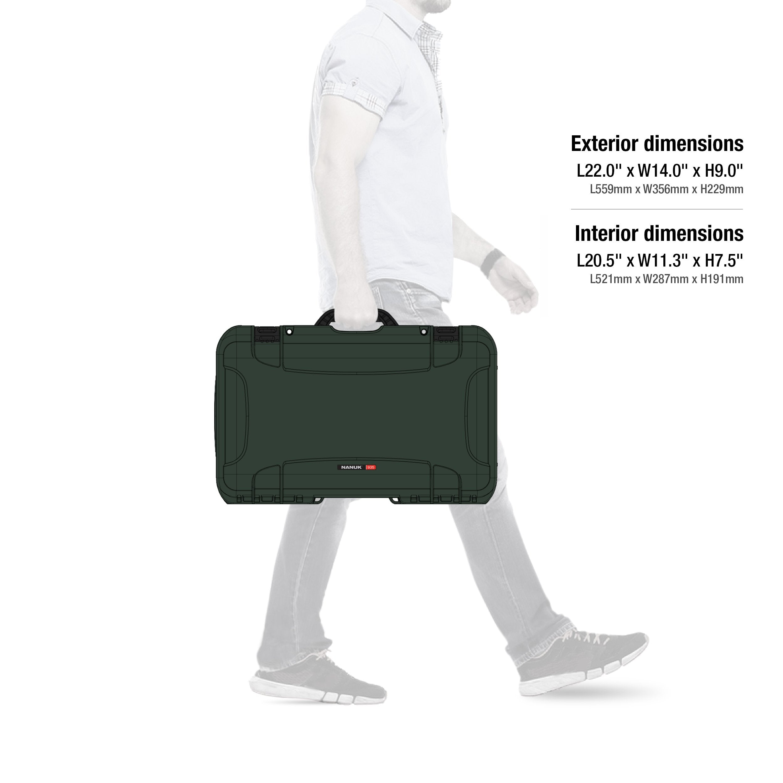 Protective Travel Case Nanuk 935 for 3 Bottles of Wine w/Wheels and Extendable Handle, TSA Approved - Olive (935-3BTLS6)