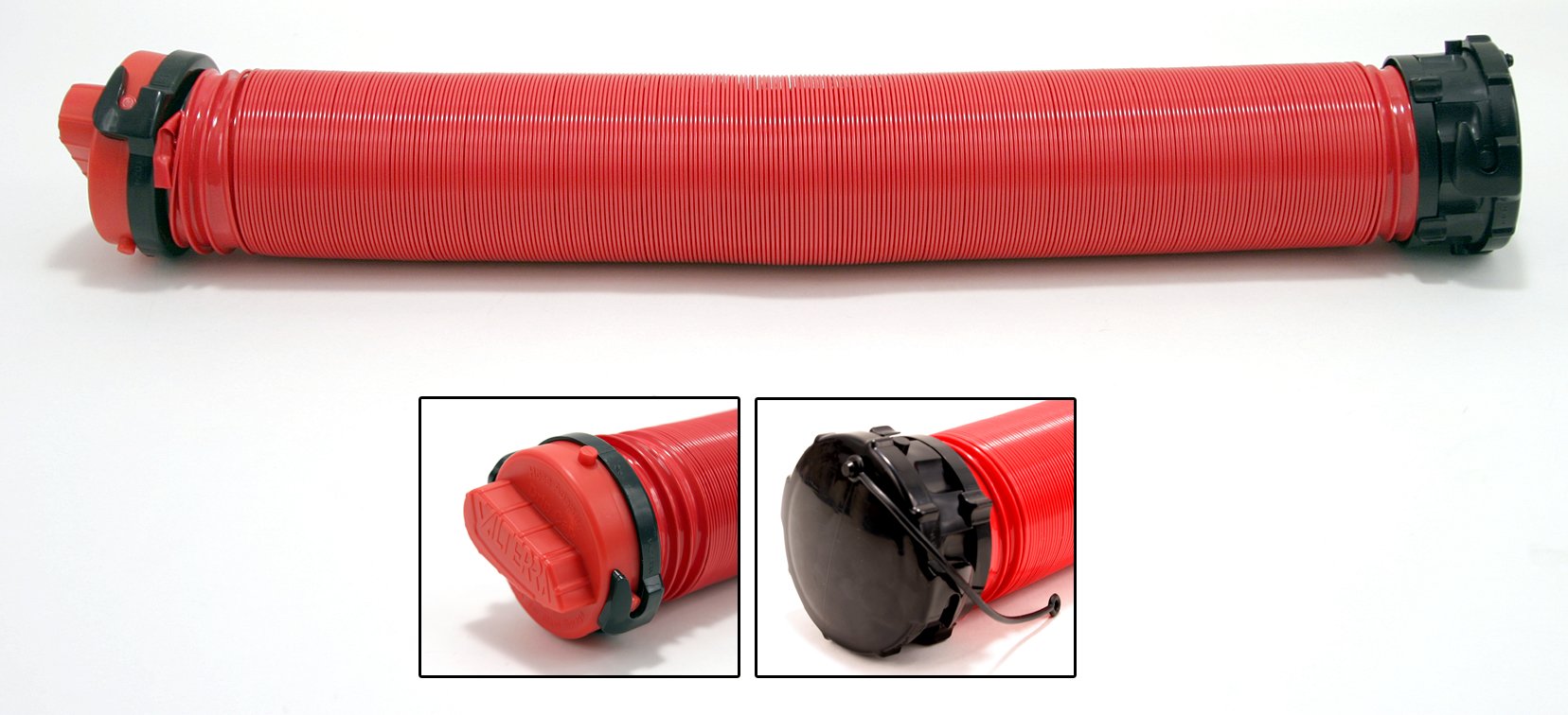 Valterra Universal Drain Hose T1020-3VP Bayonet Drip Cap Set - Red, Red and Black