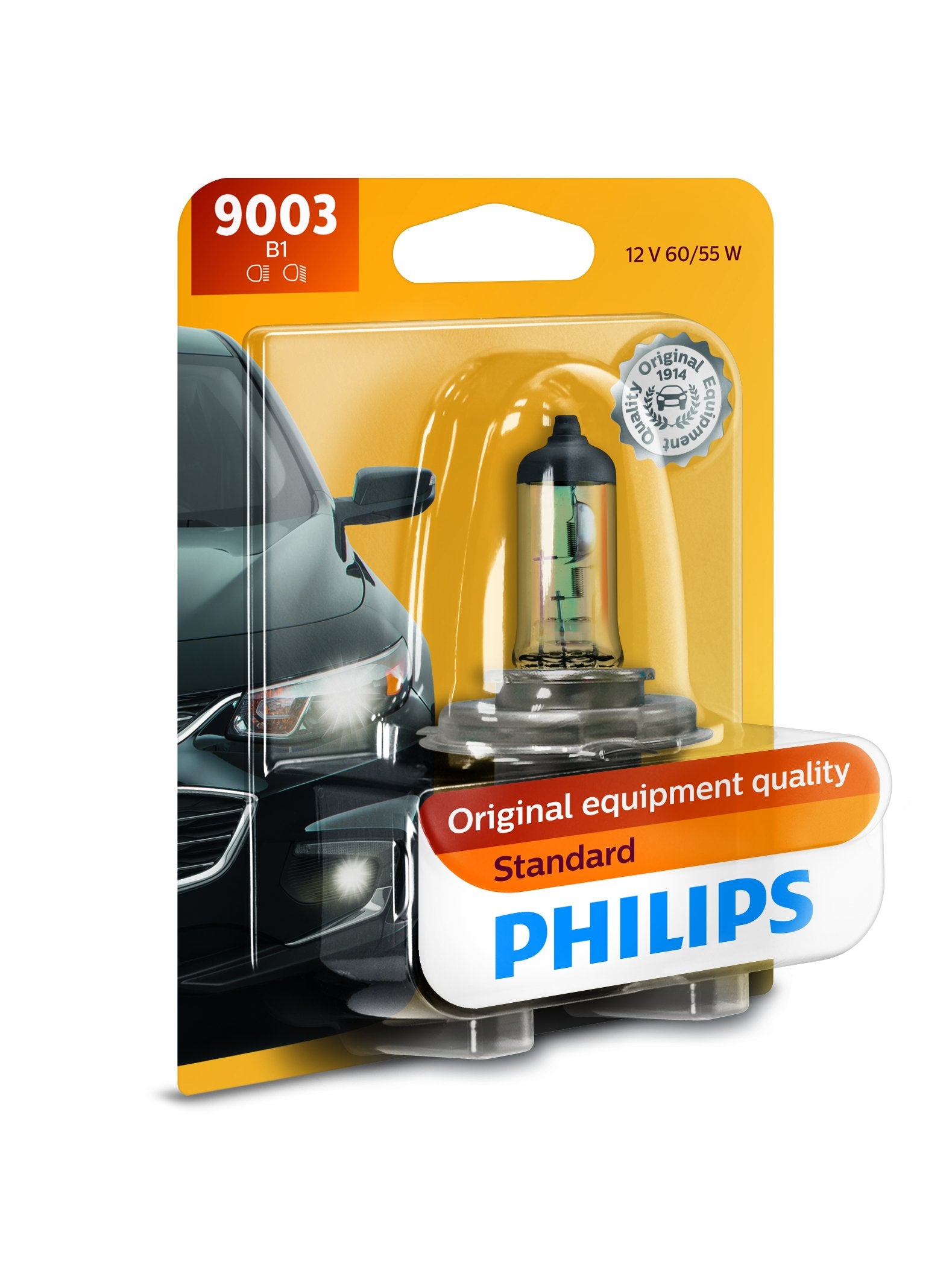 9003B1 Philips Standard Halogen Replacement Headlight Bulb, 1 Pack