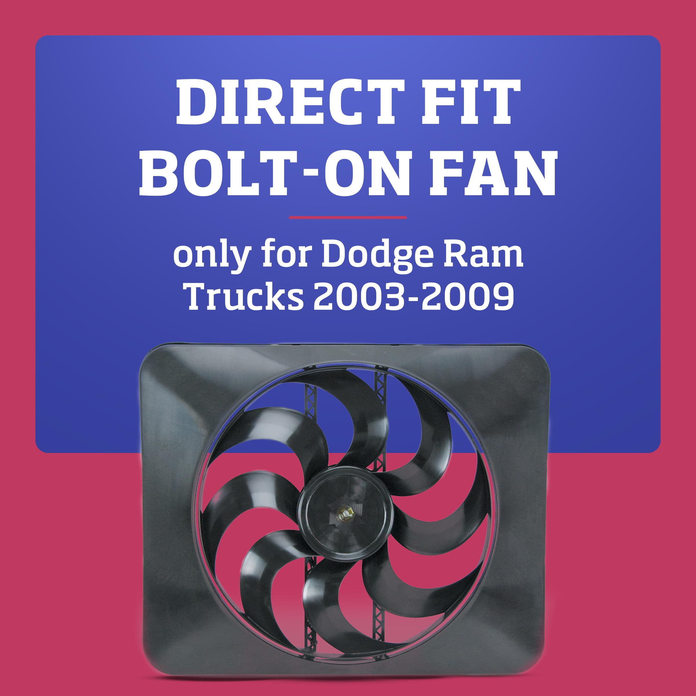 Xtreme Black Magic Direct-Fit Electric Fan for 2003-2008 Dodge Ram with Variable Speed Controller, Puller Fan for V6 and V8 Engines (183), Car Accessories, 15 Inches