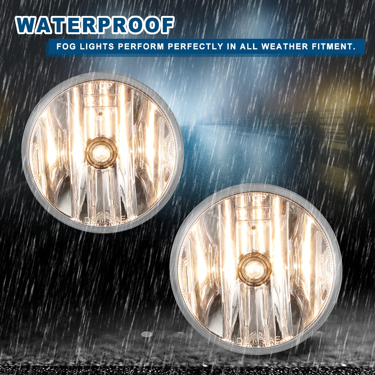 OEM Series Winjet Driving Fog Lights Compatible with 2014 2015 2016 GMC Sierra / 2007-2013 Chevy Avalanche / 2007-2015 Chevy Tahoe Camaro Silverado /2007-2010 Ford for replacement (Clear Lens)
