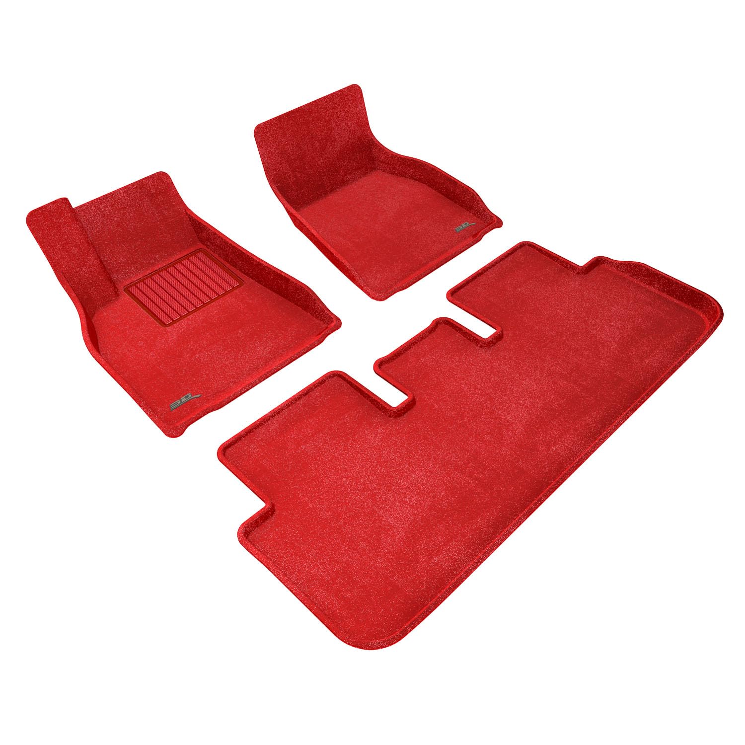 3D MAXpider Premium Custom Fit Floor Mat (Red) Compatible with Tesla Model S 2021-2024 - Full Set