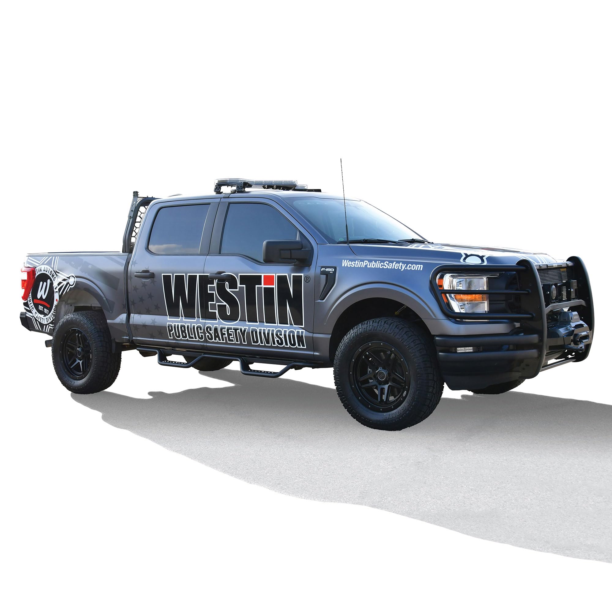 Westin Outlaw 20-13945 Drop Nerf Step Bars fits 2015-2025 F-150 2022-2025 F-150 Lightning SuperCrew 2017-2025 F-250 F-350 F-450 F-550 Crew Cab Textured Black Pair