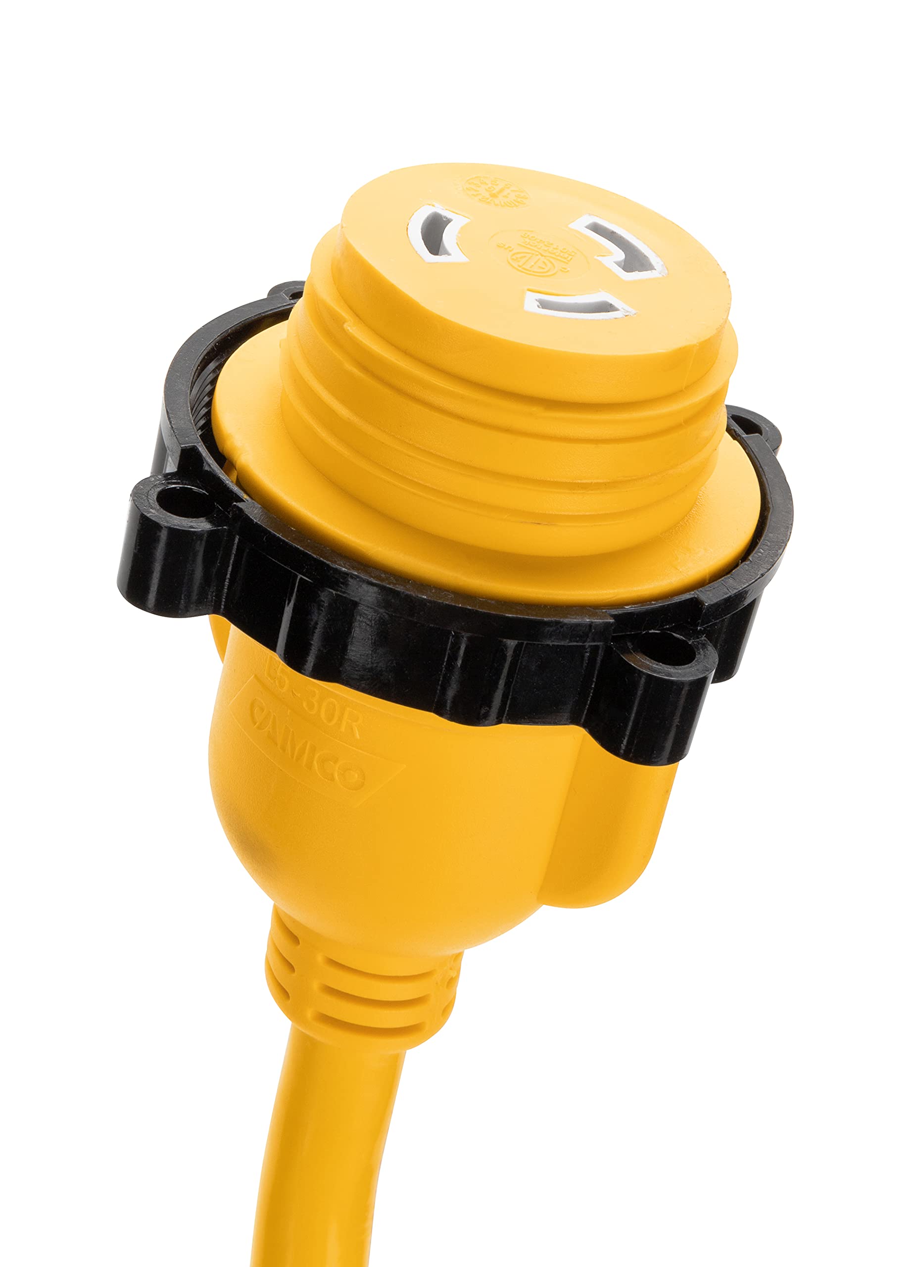 PowerGrip Camco 50-Foot Marine/Boat Extension Cord with 30M/30F Locking Adapters | Allows for Easy Boat Connection to Distant Power Outlets (55613)