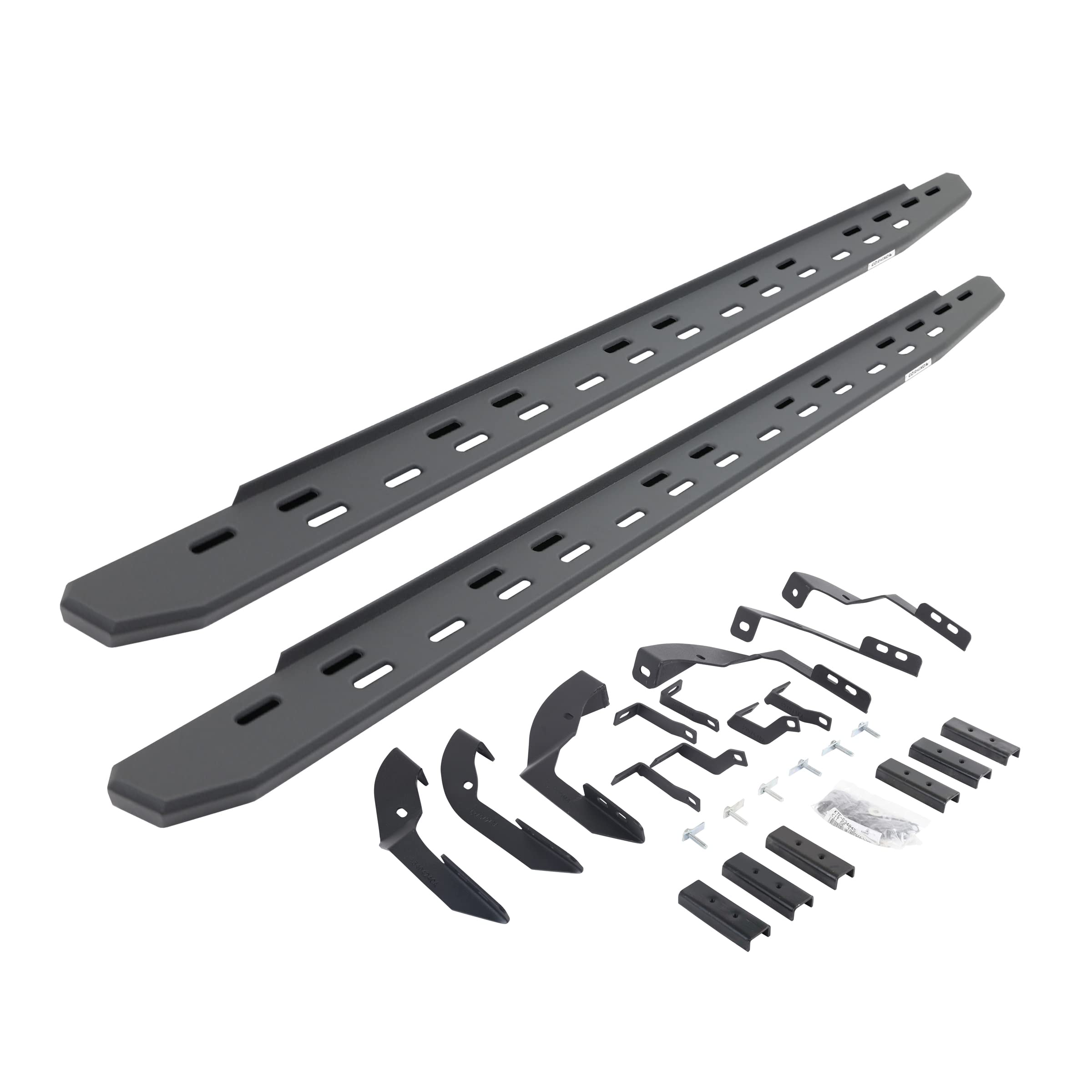 Go Rhino Slim RB30 Running Boards & Brackets | Galvanized Steel, Textured Black | 69604280SPC | Fits 2015-2019 Chevrolet Silverado/GMC Sierra 2500/3500HD Double Cab (See Description)