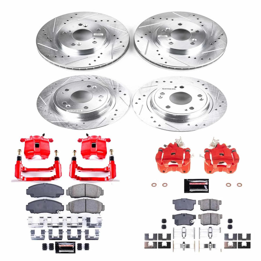 Power Stop Z23 KC2743, Front and Rear Brake Caliper Kit-Brake Rotors, Carbon Ceramic Brake Pads, Calipers For Honda Accord 2006-2007 [Model Specific]