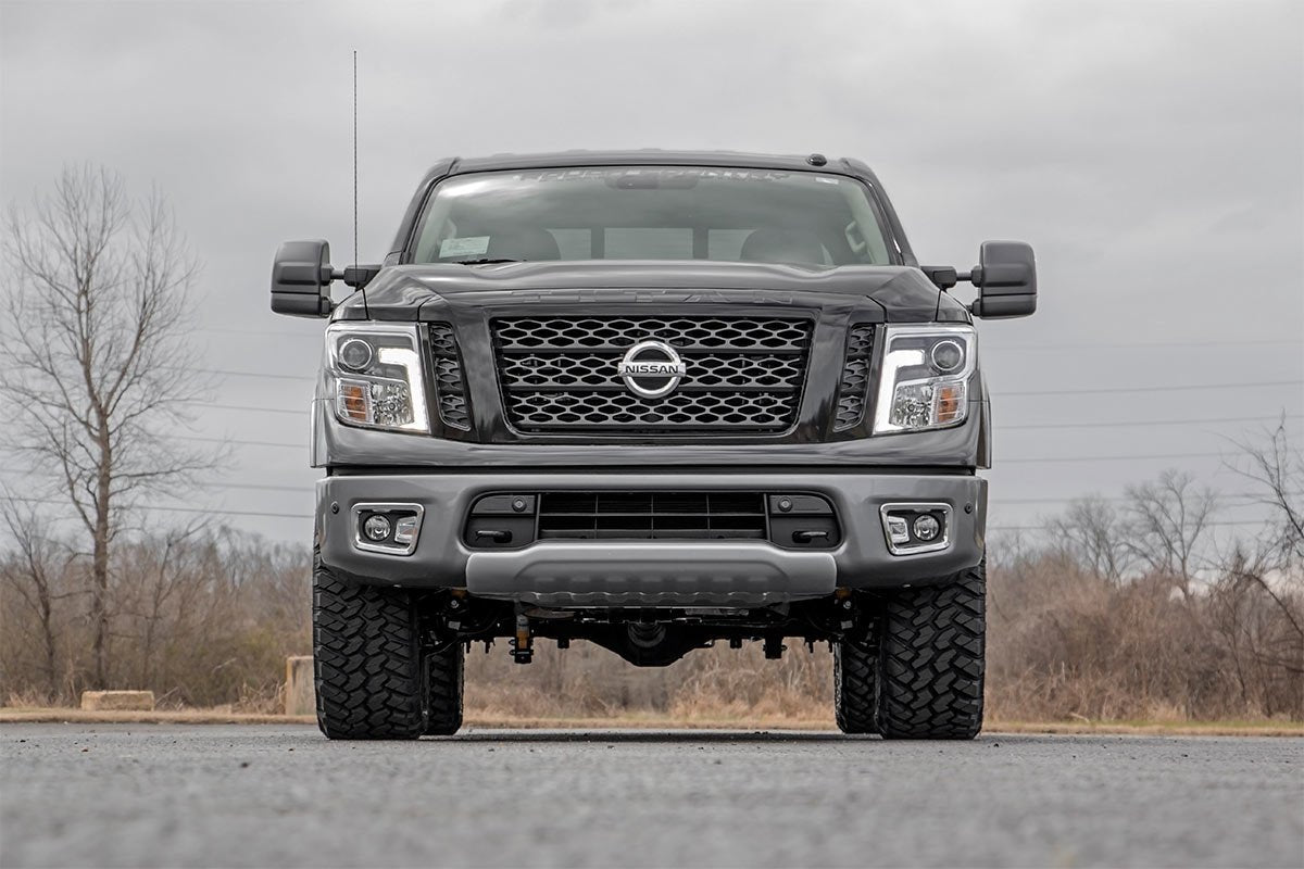 3" Rough Country Suspension Lift Kit for Nissan Titan 2WD/4WD (2004-2024) - Wheel Spacers, Silver Control Arms