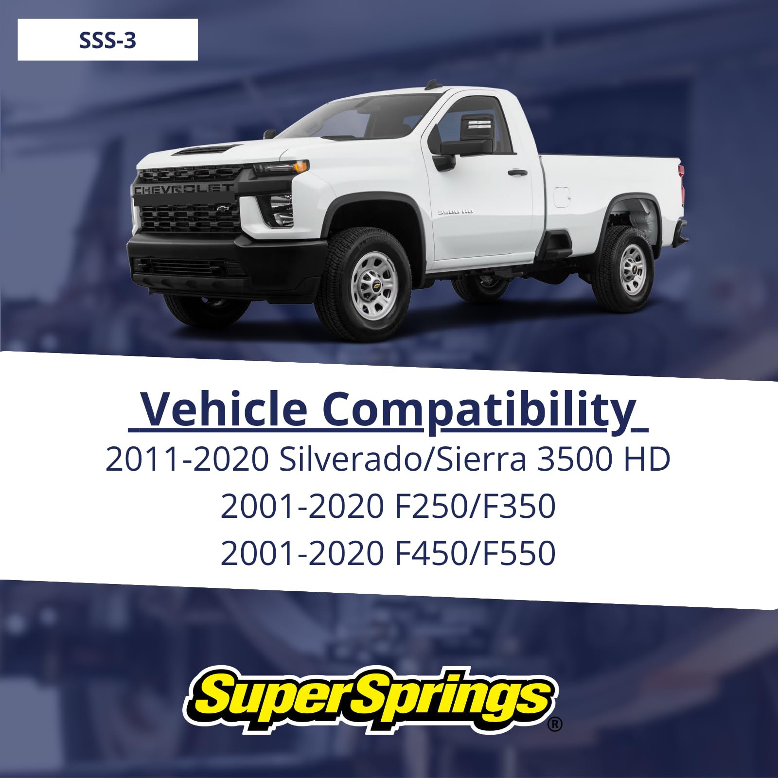 SuperSway-Stops SSS-3 for Ford F-250|F-350|F-450|F-550, Chevrolet|GMC Silverado|Sierra 3500, Black