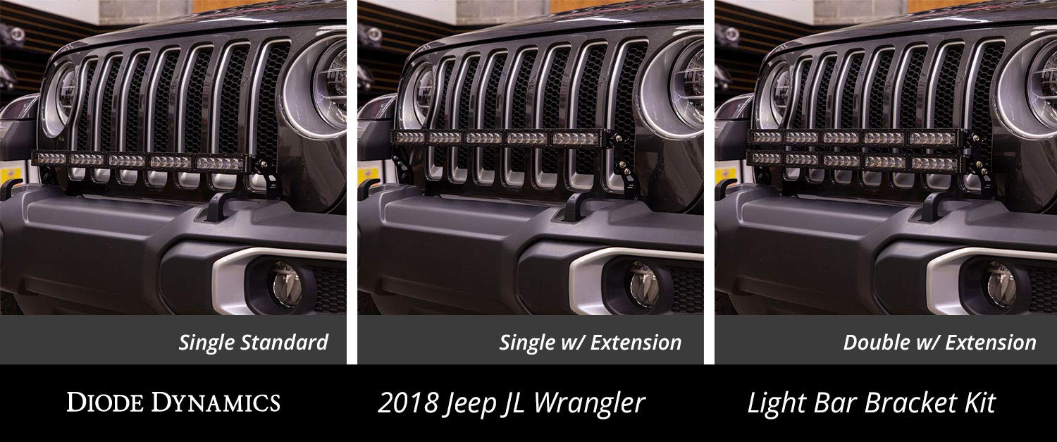 30" Single White Combo Bumper LED Light Bar Bracket Kit Diode Dynamics compatible with Jeep Wrangler JL 2018-2026