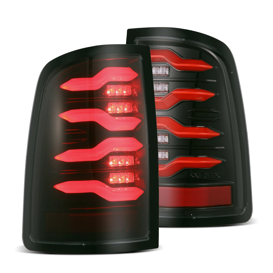 For 09-18 Ram Truck Alpharex LUXX-Series LED Tail Lights Black Red