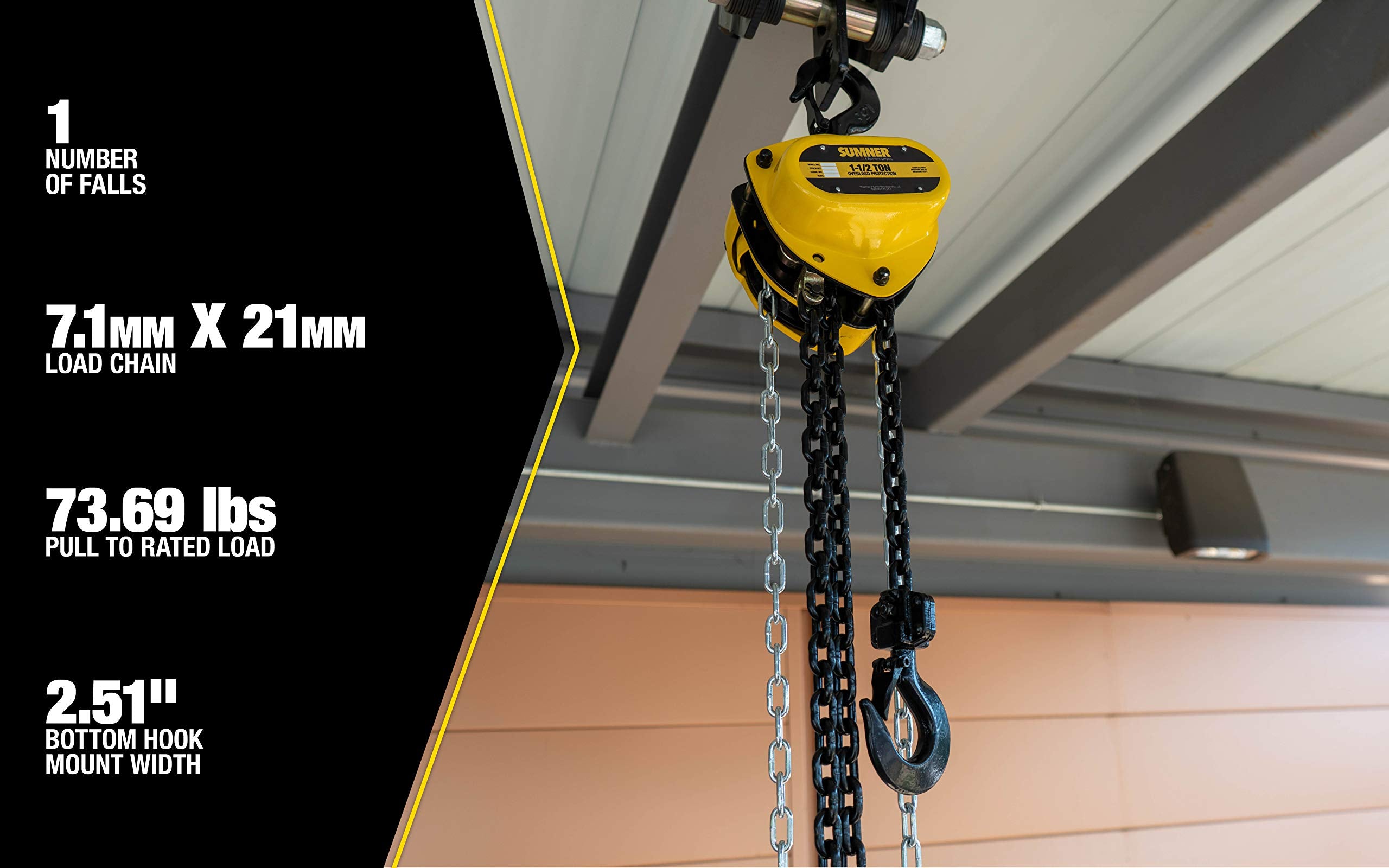 SUMNER Southwire 1-1/2 Ton Chain Hoist with 20 ft. Chain Fall and Overload Protection