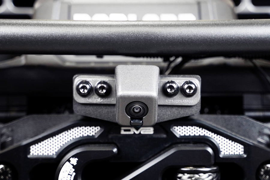 Front Camera Relocation Bracket DV8 Offroad for 2021-2025 Ford Bronco | Corrects 360 View with Winch Bumper | Includes Extended Camera Optical Cable & Spray Hose | Adjustable for Different Setups