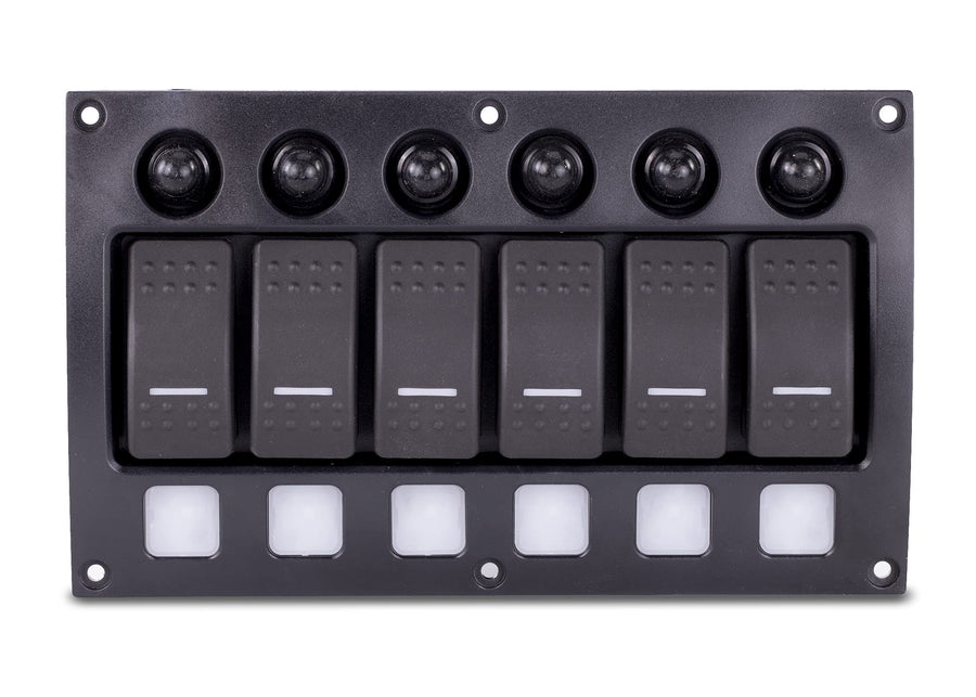 Sierra Switch Panel, SP21010 Weather Resistant 6P Contura Rocker w/Circuit Breaker