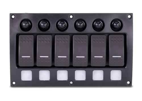 Sierra Switch Panel, SP21010 Weather Resistant 6P Contura Rocker w/Circuit Breaker