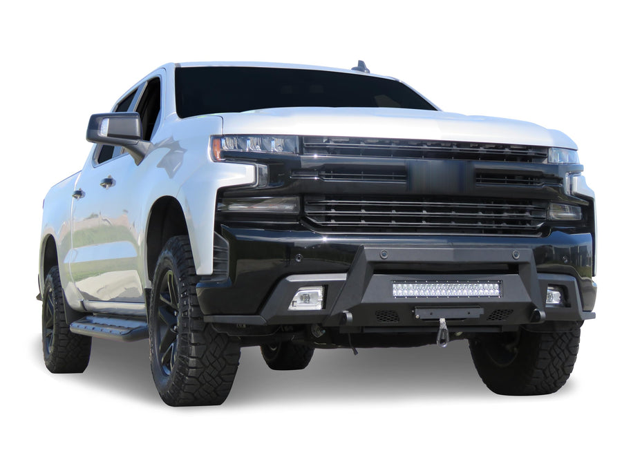 Heavy Duty Black Horse Armour III Front Winch Bumper Kit & Winch Textured Black Compatible with 2019-2021 Chevrolet Silverado 1500|2022-2022 Chevrolet Silverado 1500 LTD-AR3HD05-W12