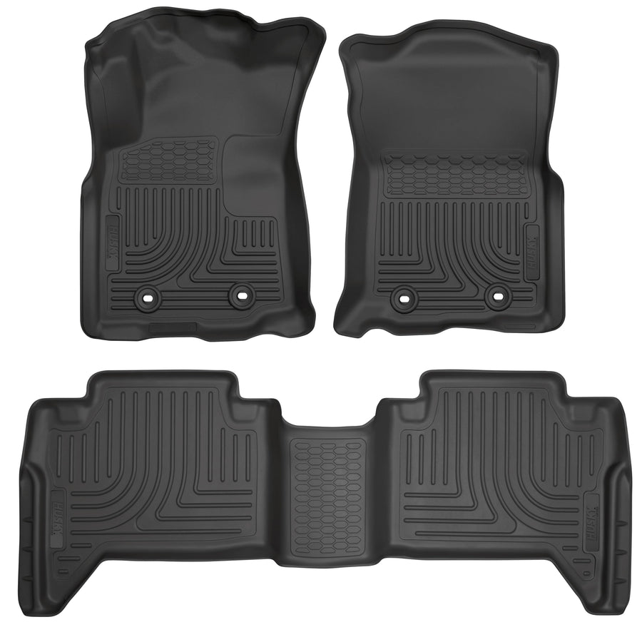Weatherbeater Husky Liners Floor Mats | Fits 2018-2023 Toyota Tacoma - Manual Trans, Double CAB ONLY | Front & 2nd Row, 3-pc | 93931