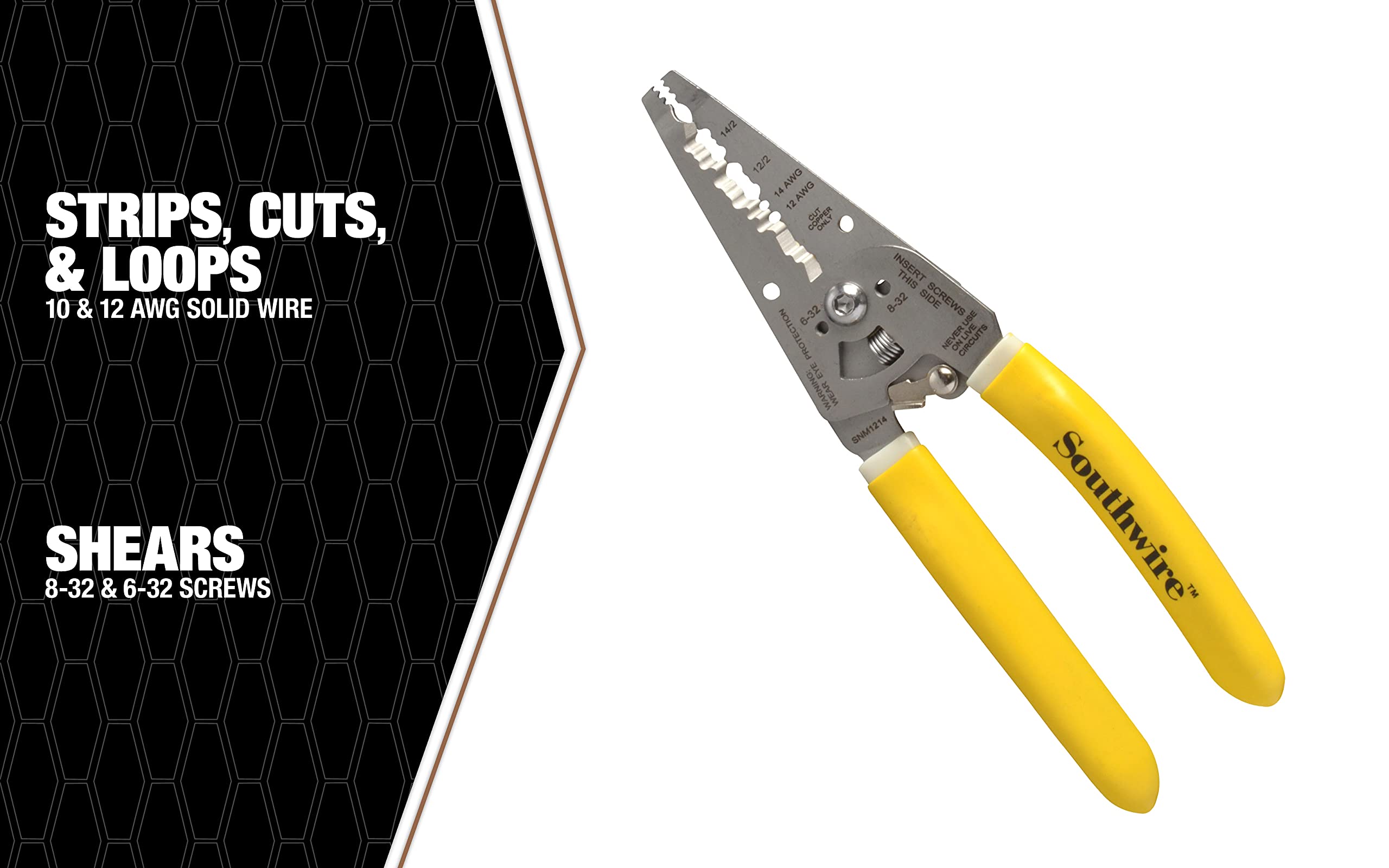 Heavy Duty Southwire NM-B Romex Cable Wire Stripper/Cutter with Ergonomic Handles 12 AWG -14 AWG, rust proof