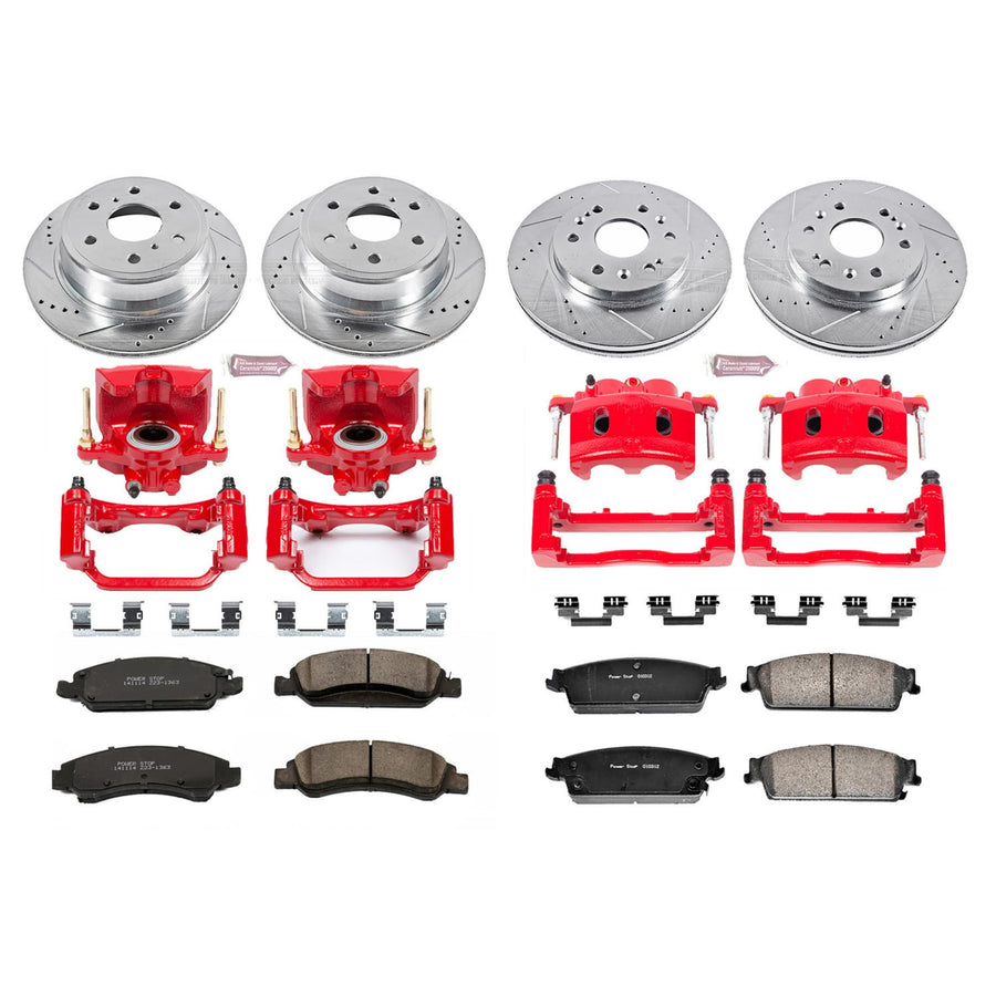 Power Stop Brake Kit KC2070 with Calipers, Front and Rear For Escalade, Escalade ESV, Escalade EXT, Avalanche, Silverado 1500, Suburban 1500, Tahoe, Sierra 1500, Yukon, Yukon XL 1500 [Model Specific]