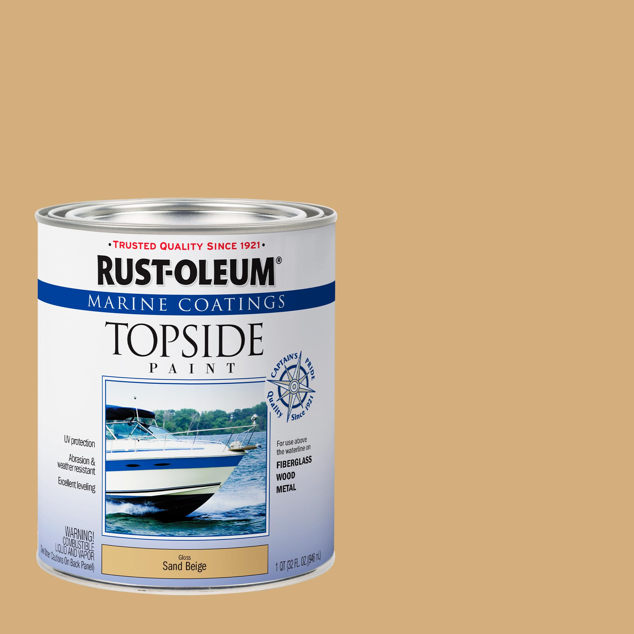 Marine Coatings Rust-Oleum Topside Paint, Quart, Sand Beige 32 Fl Oz (Pack of 1)