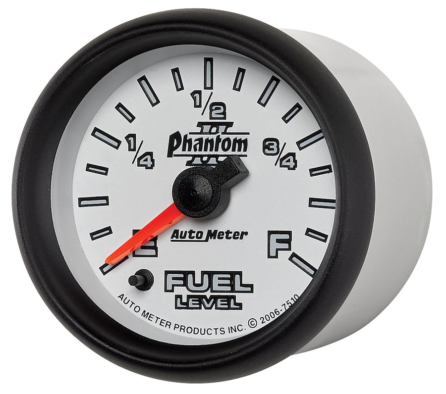 Auto Meter Phantom II 7510 2-1/16" Universal Stepper Full Sweep Fuel Level Programmable Empty - Full Range Gauge