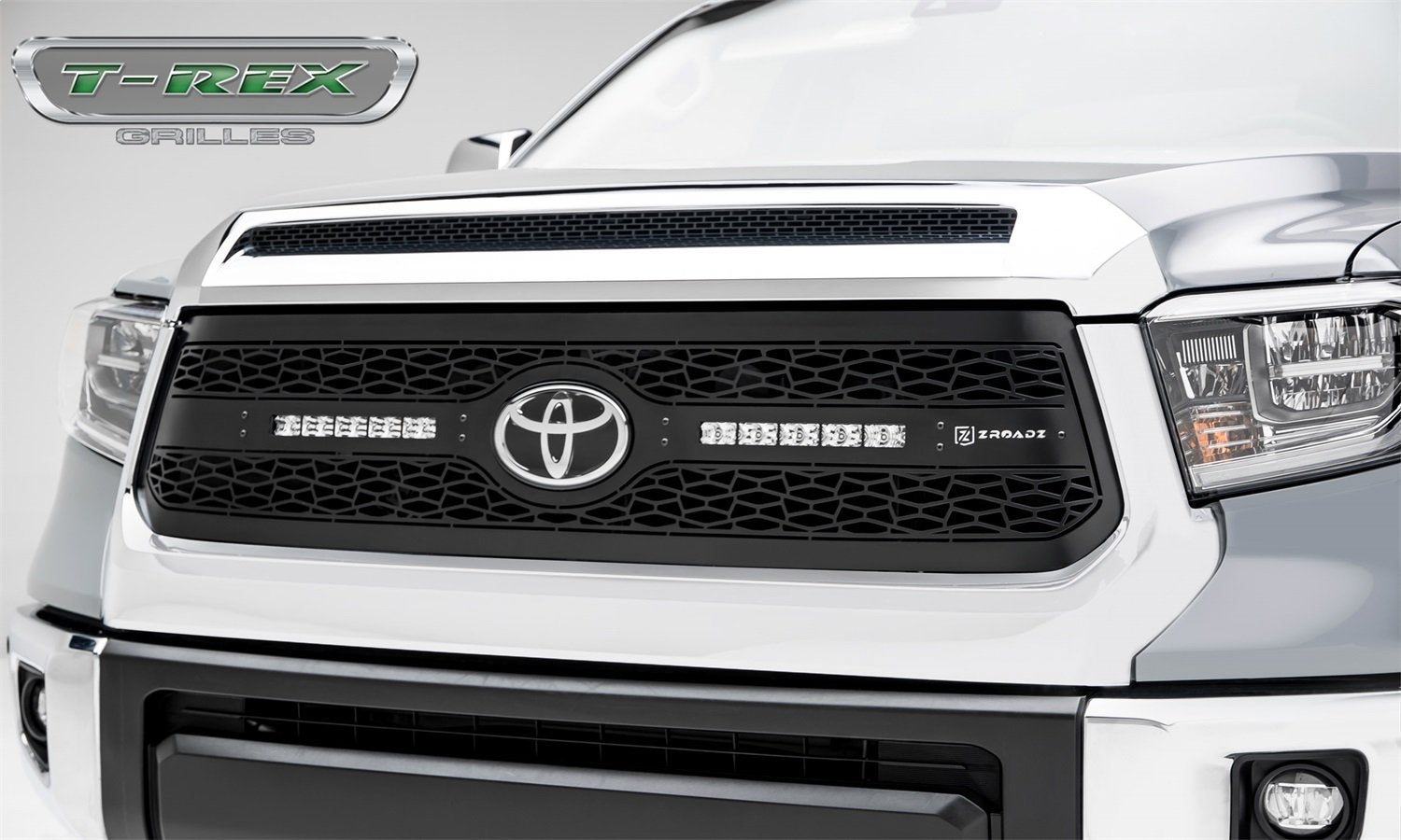 ZROADZ Grille T-Rex Grilles 2018-2021 Tundra, Black, 1 Pc, Replacement with (2) 10" LEDs, Does Not Fit Vehicles with Camera - PN #Z319661