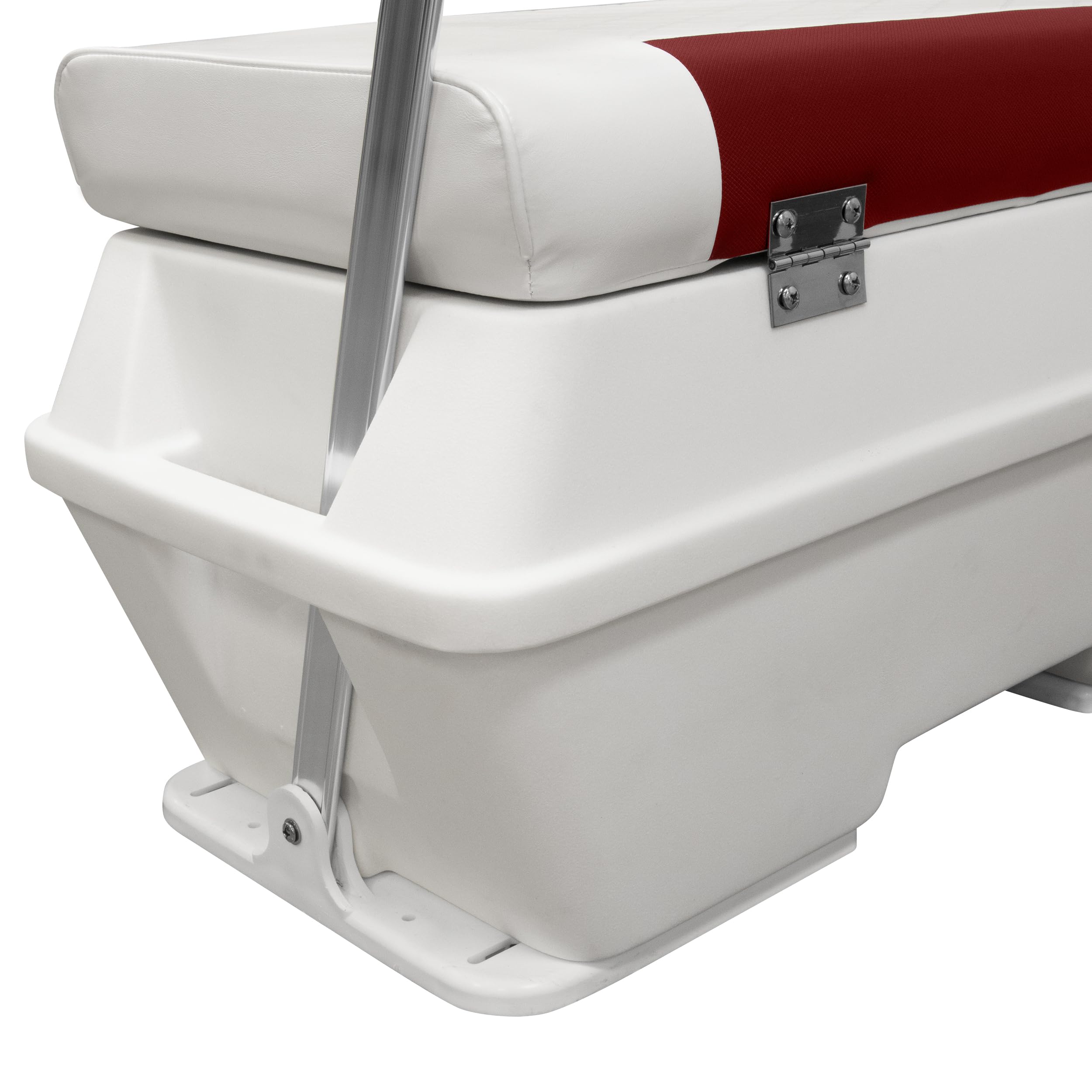 DLX156-1906 Wise DLX Pontoon Series 70 Quart Swingback Cooler Seat - White/Crimson Red
