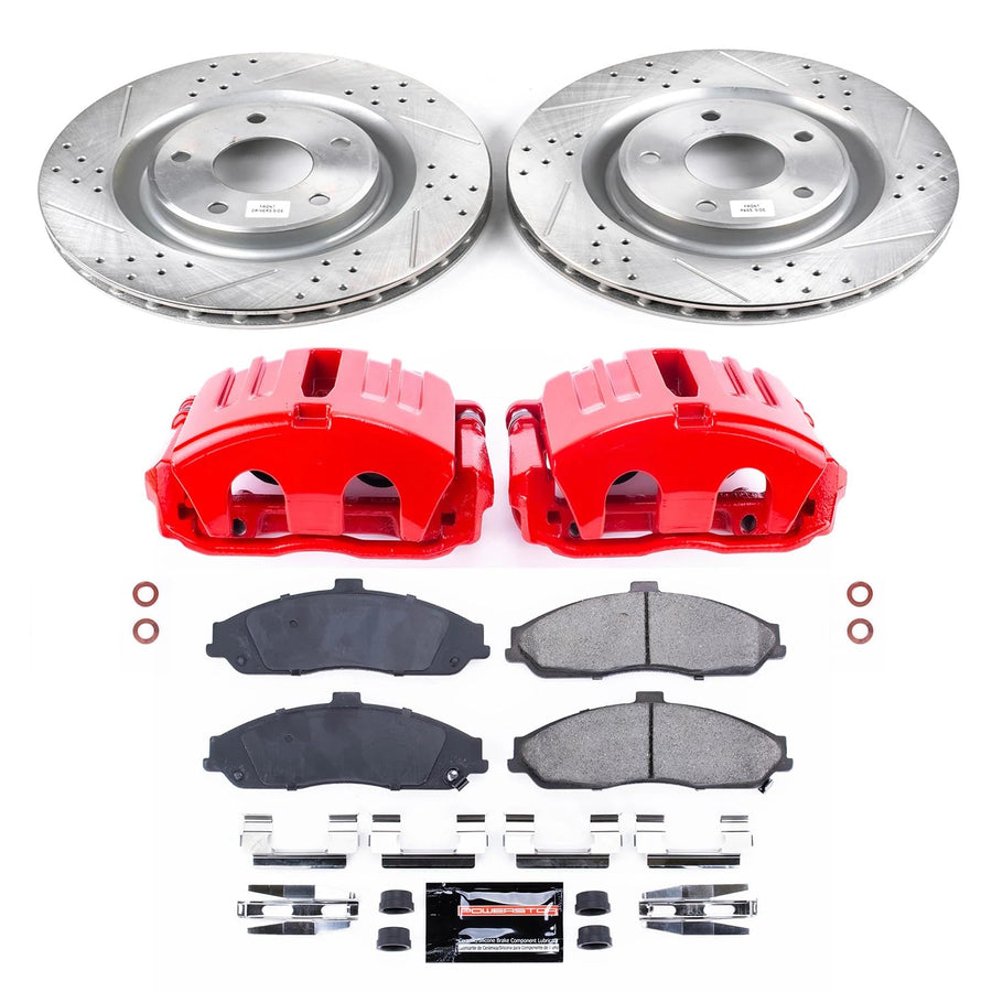 Z23 Evolution Power Stop KC1417B Front Brake Caliper Kit-Brake Rotors, Carbon-Fiber Ceramic Brake Pads, Calipers For Chevrolet Corvette 2005-2013 [Model Specific]