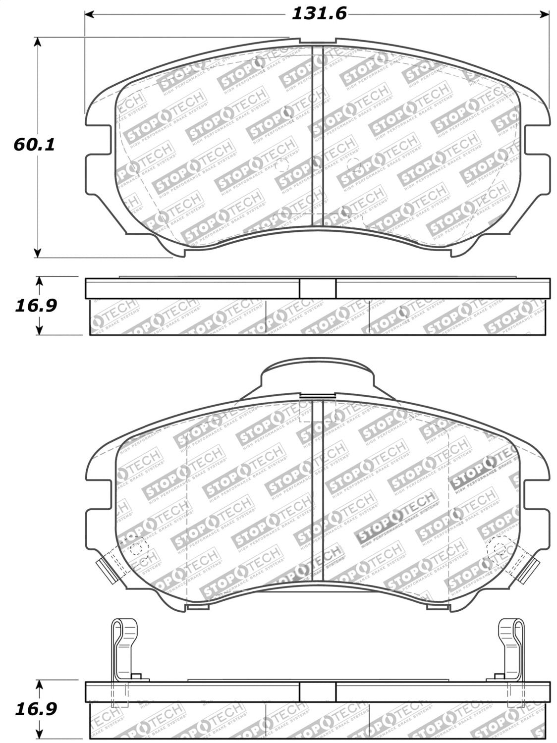 Front StopTech 308.09240 Brake Pads with Shims and Hardware Street