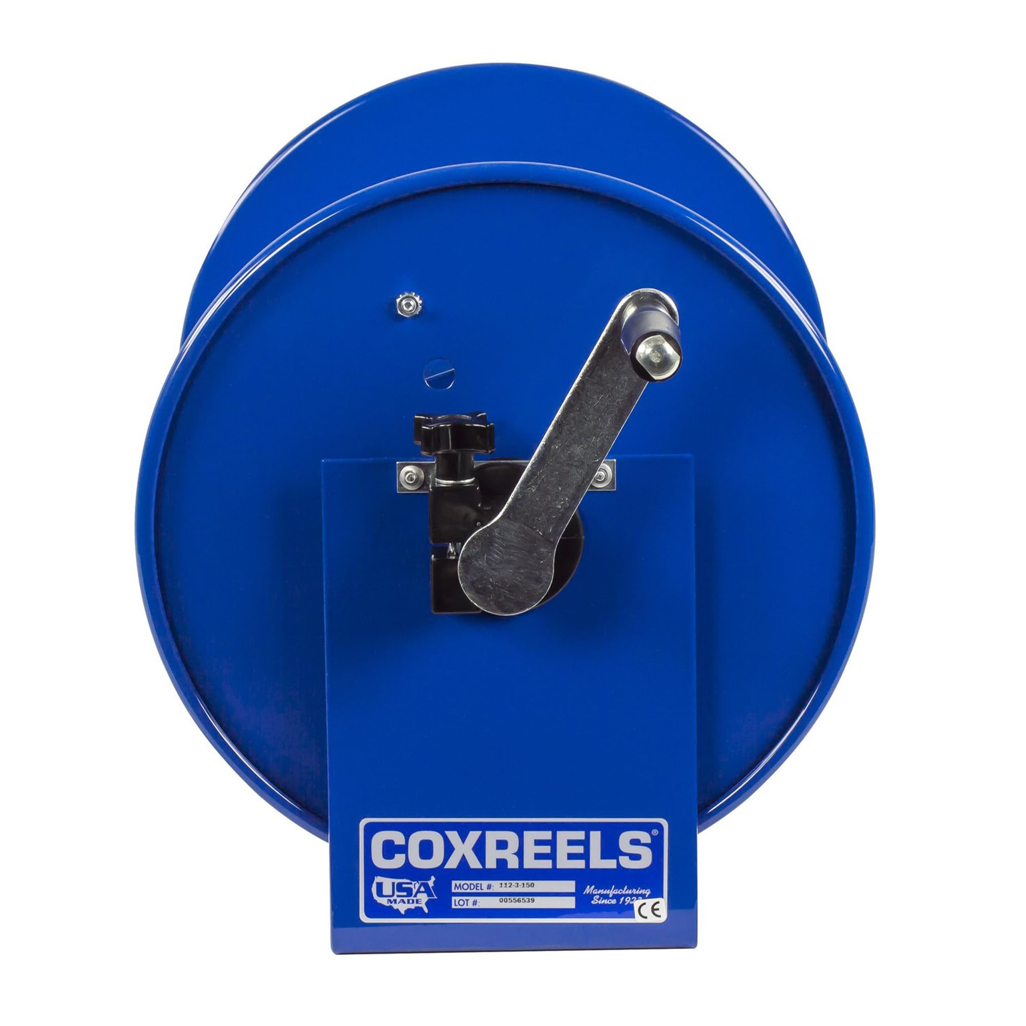Hand Crank Hose Reel Coxreels 112-3-100 - Heavy-Duty Steel Frame for Stability - Adjustable Tension Brake for Controlled Operation- Fits 3/8 x 100 ft Hose - 12 x 18.25 x 13 inches
