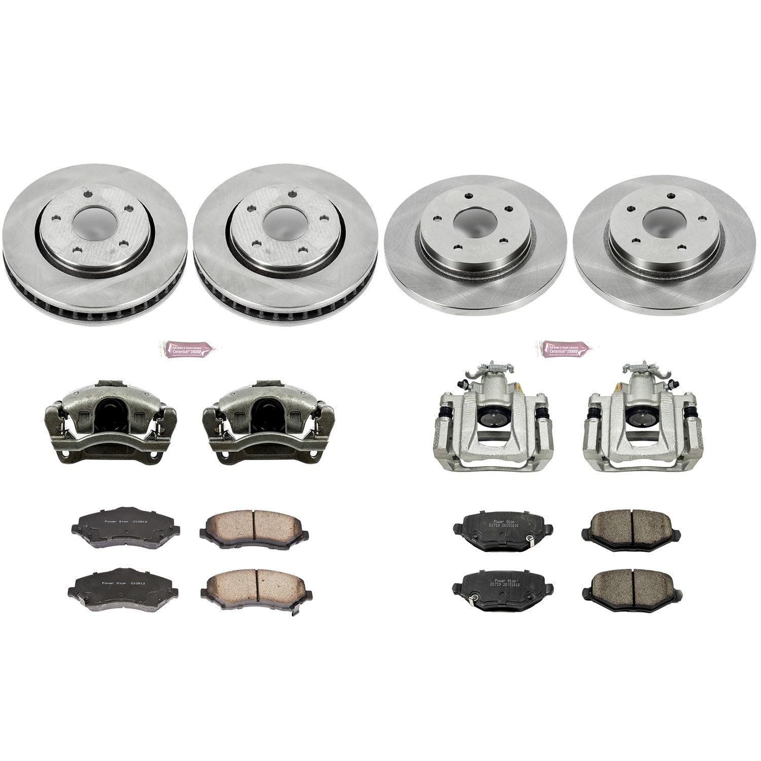 Power Stop KCOE6563 Stock Replacement Brake Kit Front and Rear (with Calipers) For Chrysler Town & Country, Dodge Grand Caravan, Ram C/V, VW Routan [Model Specific]