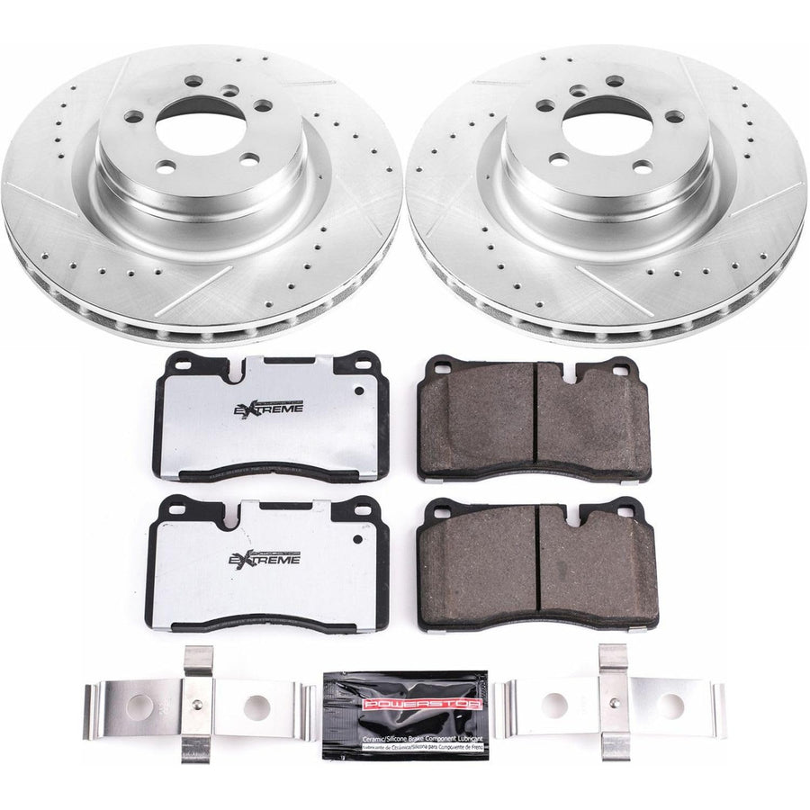Power Stop Front Brake Kit For 2006 2007 2008 2009 Range Rover Land Rover - Truck & Tow Carbon Fiber Ceramic Brake Pads & Drilled and Slotted Rotors Replacement, K5424-36