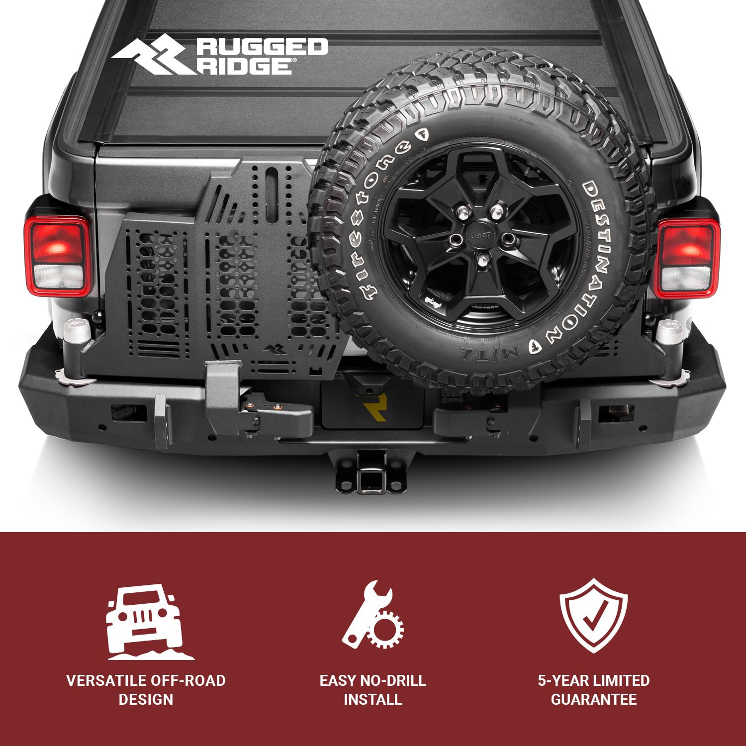Rugged Ridge Molle Panel WingMate Passenger Side for Jeep Gladiator JT | Heavy Duty, Textured Black, Steel | 11540.44 | Fits 2020-2024 Jeep Gladiator JT w/Rear WingMate Bumper (Part # 11540.38)