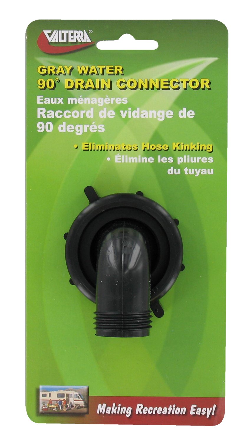 Swivel Drain Connector Valterra T01-0091VP - 90°, 1-1/2" x 3/4", Black