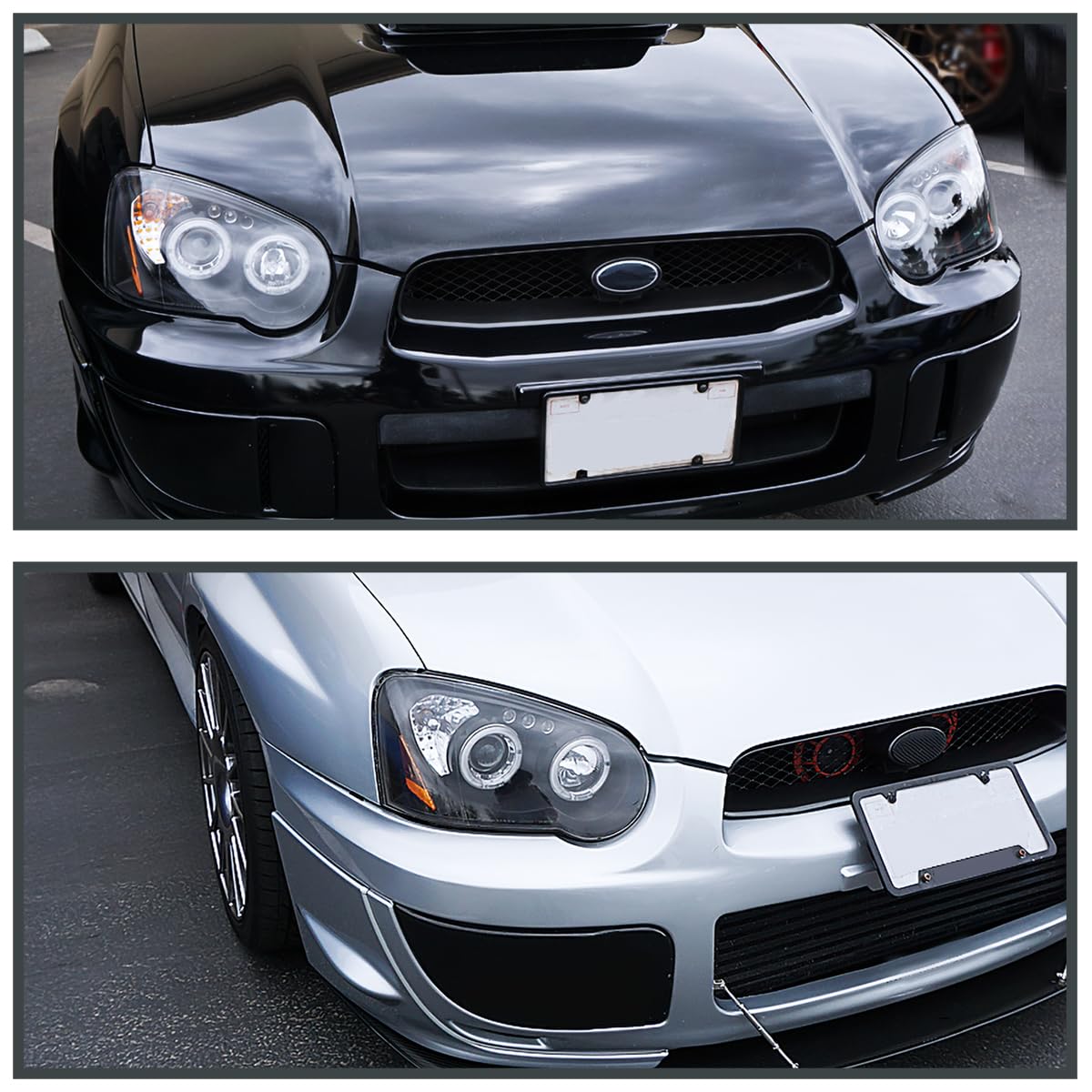 Black Halo Projector Headlights SPEC-D TUNING Compatible with 2004-2005 Subaru Impreza RS/WRX/Outback/STI, Left + Right Pair Headlamps Assembly