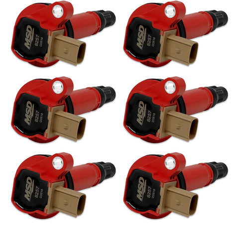 82576 MSD Ignition Coils, Red, 6-Pack (3-Pin Connector)