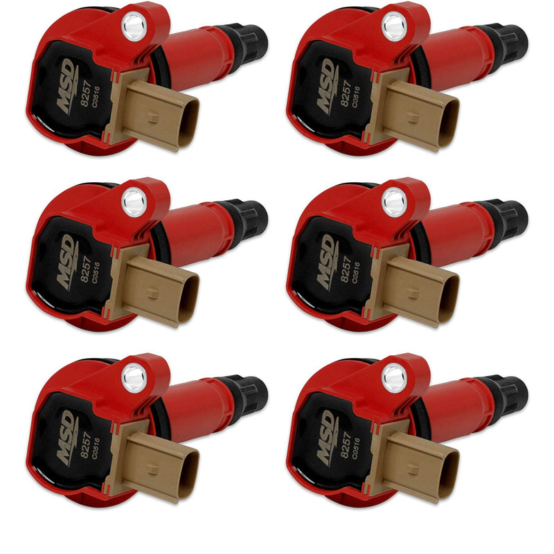 82576 MSD Ignition Coils, Red, 6-Pack (3-Pin Connector)