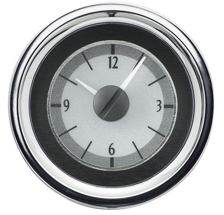 Dakota Digital Analog Clock Gauge 55 56 Chevy Car for VHX gauges only Silver Alloy White Backlighting VLC-55C-S-W
