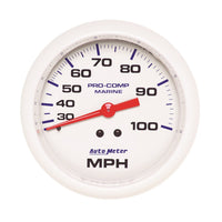 Speedometer AutoMeter Gauge, 3 3/8", 100Mph, Mechanical, Marine White (200754)