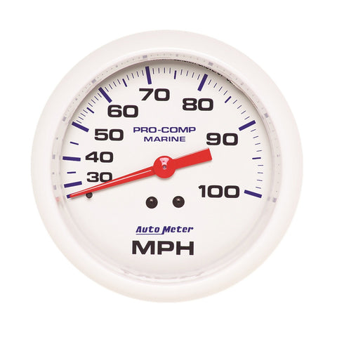Speedometer AutoMeter Gauge, 3 3/8", 100Mph, Mechanical, Marine White (200754)