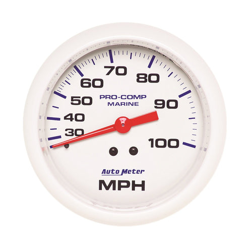 Speedometer AutoMeter Gauge, 3 3/8", 100Mph, Mechanical, Marine White (200754)